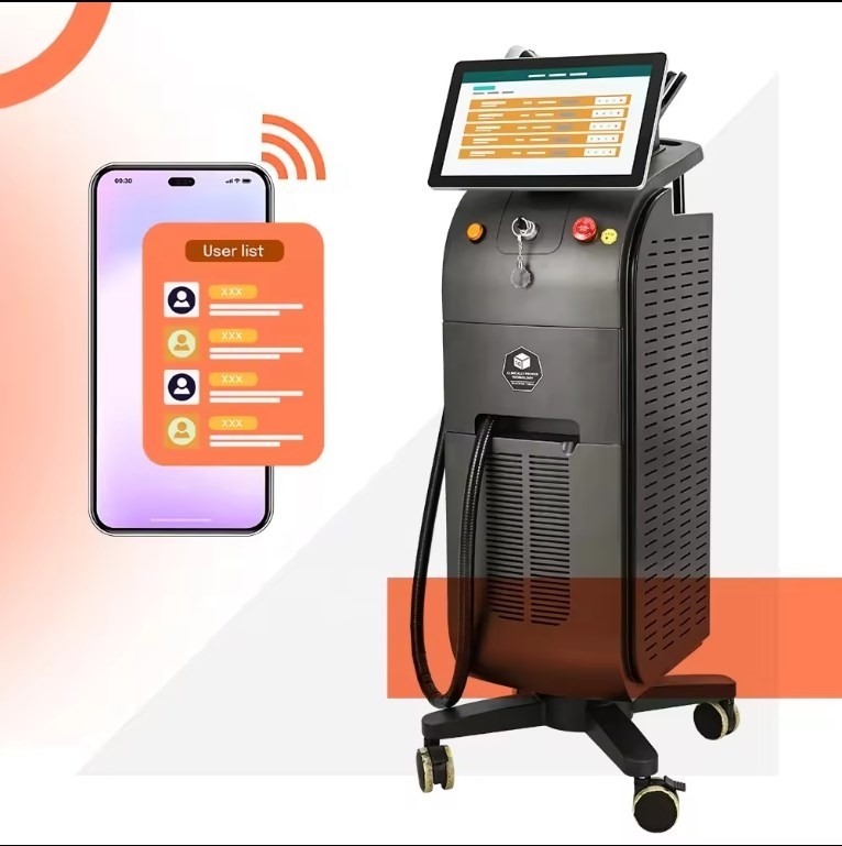 808nm Jeden/Dwukrotny uchwyt 1200W 1800W Diodowa maszyna do usuwania włosów laserowych Lód Tytan do salonu